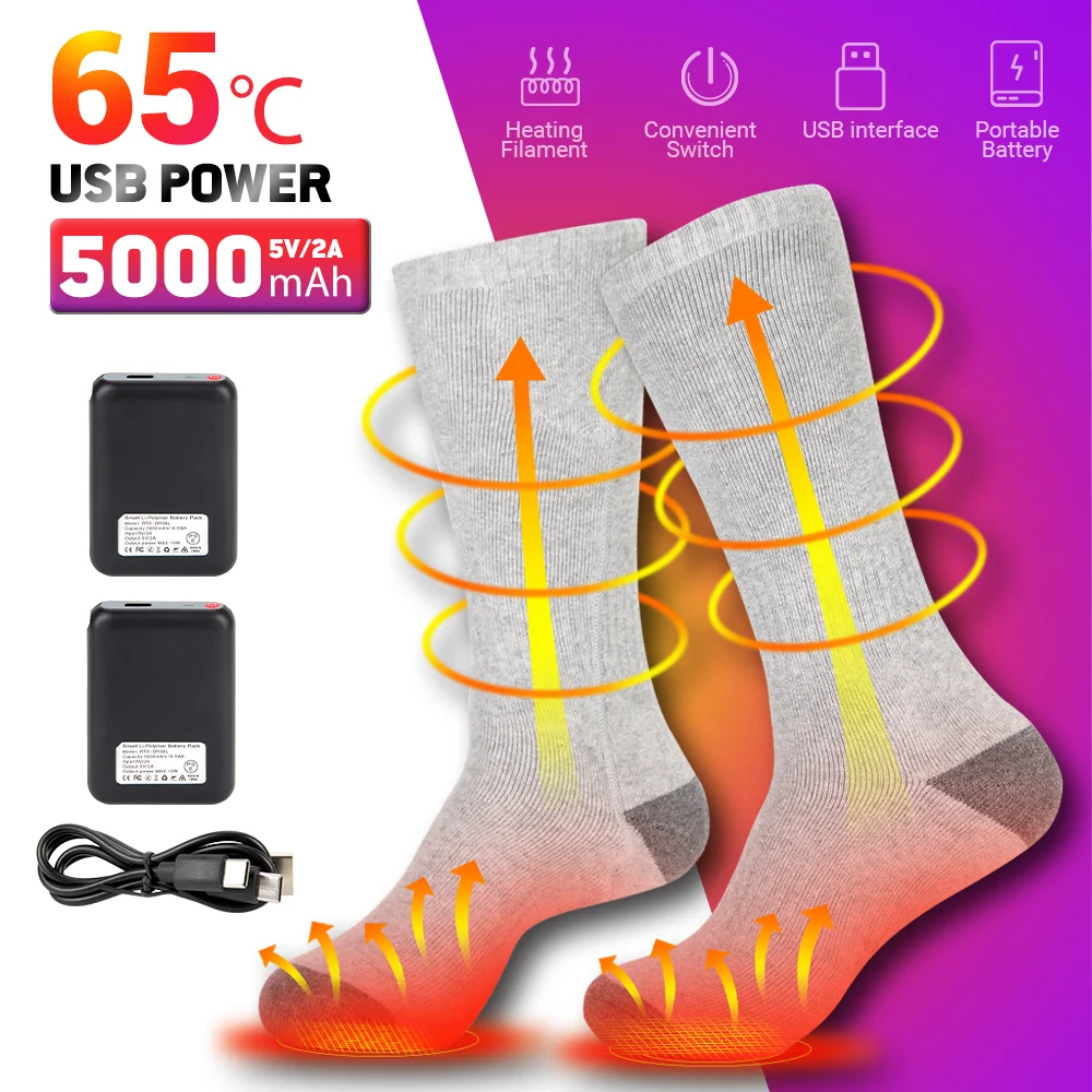 Heated Socks Snowmobile Skiing Sock Winter Warm USB Rechargeable Lithium Battery 65℃ Heated Boots Heating Socks Motorcycle Boot
Heated Socks Snowmobile Skiing Sock Winter Warm USB Rechargeable Lithium Battery 65℃ Heated Boots Heating Socks Motorcycle Boot