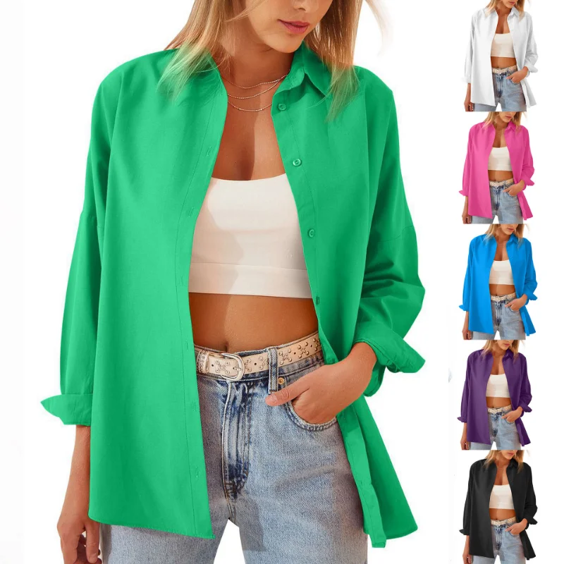Womens Cotton Blouses Spring Summer Long Cardigan Top Black Long Sleeve Turn-down Collar Shirt Ladies Casual Loose White Blouse
Womens Cotton Blouses Spring Summer Long Cardigan Top Black Long Sleeve Turn-down Collar Shirt Ladies Casual Loose White Blouse