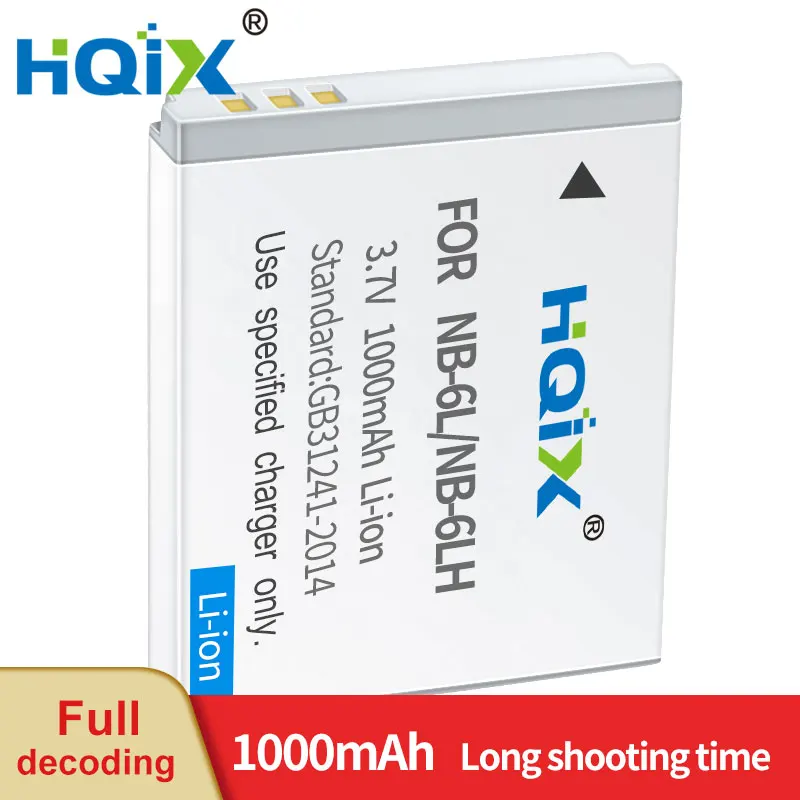

HQIX for Canon IXUS 310 210 105 85 25 SD1300 SD770 SX710 300 200 95 SD1200 SD3500 SD980 280 300 Camera NB-6L 6LH Charger Battery