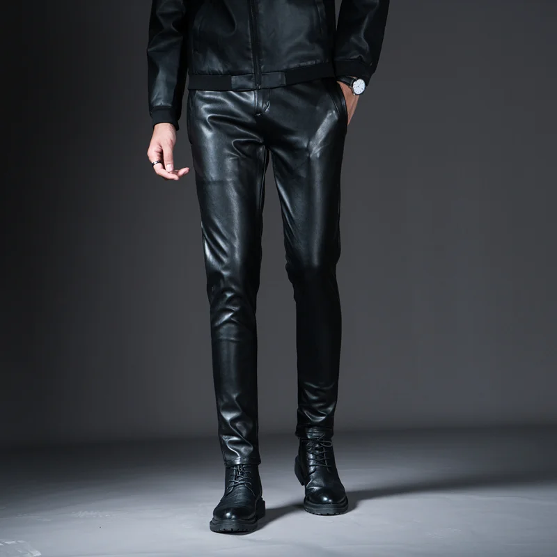 New Winter Mens Skinny Biker Leather Pants Fashion Faux Leather Motorcycle Trousers For Male Stage Club Wear
New Winter Mens Skinny Biker Leather Pants Fashion Faux Leather Motorcycle Trousers For Male Stage Club Wear