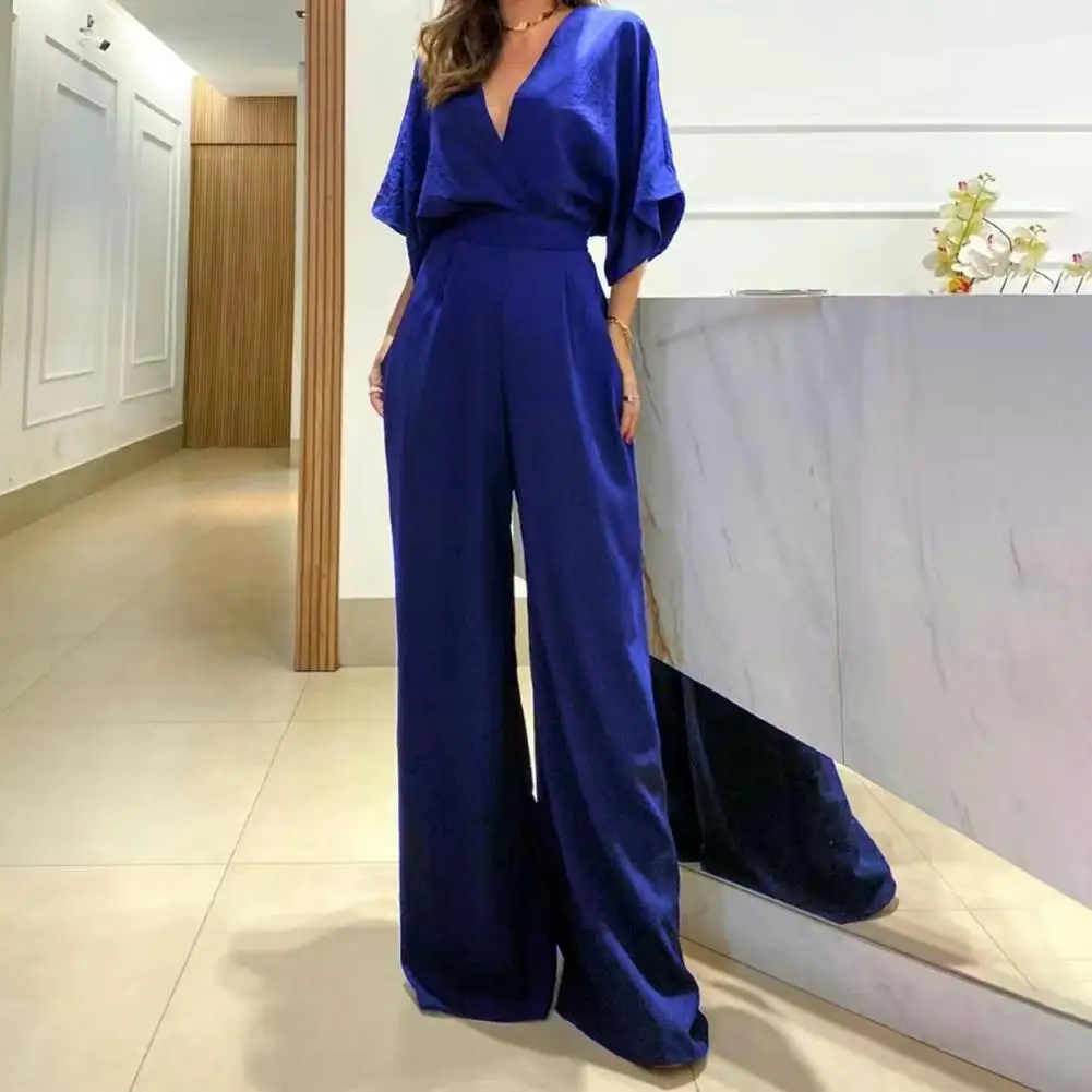 Women Jumpsuit Elegant Lace-up V Neck Jumpsuit For Women Stylish Bat Sleeves High Waist Design Soft Breathable Wide For Formal
Women Jumpsuit Elegant Lace-up V Neck Jumpsuit For Women Stylish Bat Sleeves High Waist Design Soft Breathable Wide For Formal