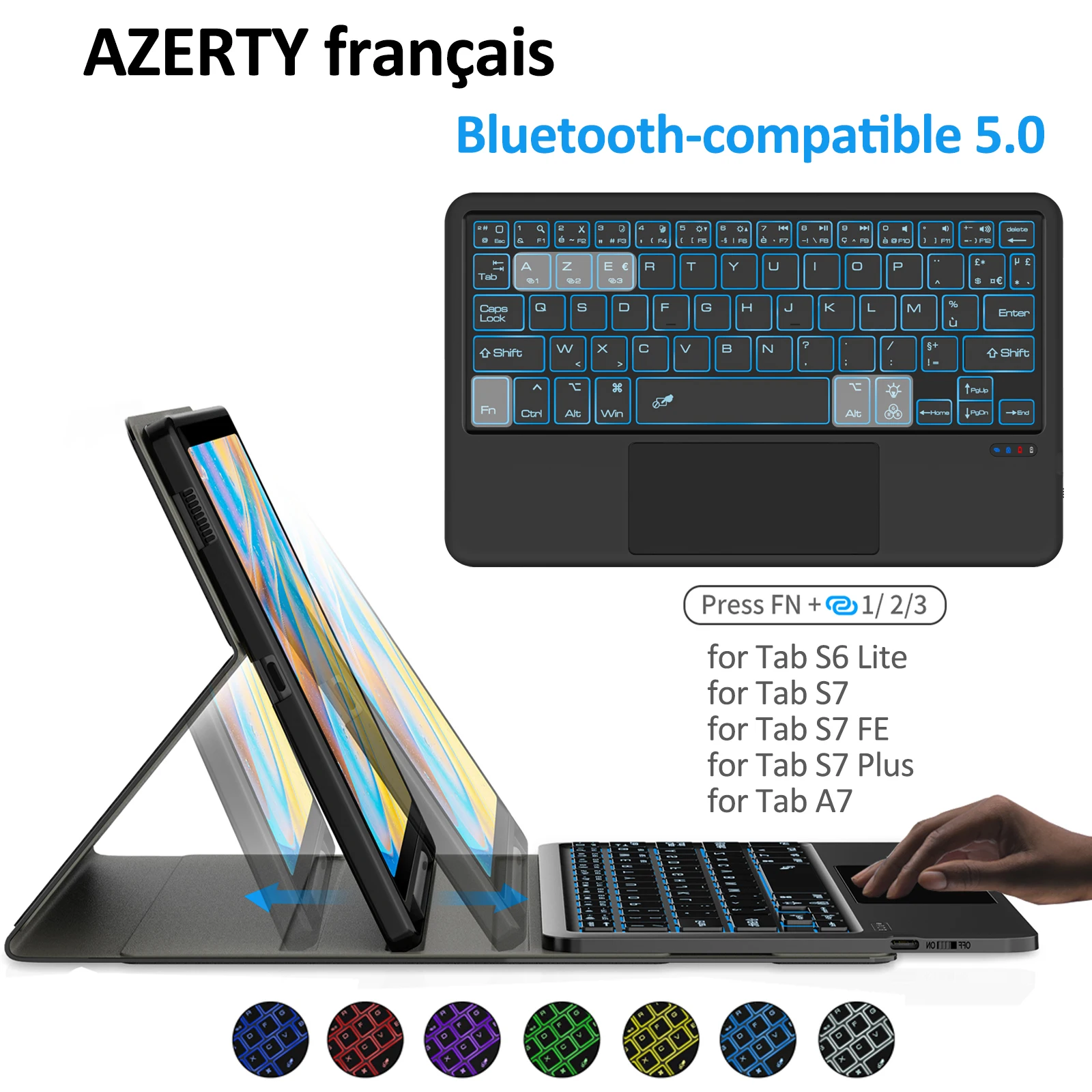 Funda for Samsung Tab A7 Keyboard Wireless 5.0 AZERTY French Cover for Samsung Tab Galaxy S7 FE Plus S6 Lite Case with Touchpad
Funda for Samsung Tab A7 Keyboard Wireless 5.0 AZERTY French Cover for Samsung Tab Galaxy S7 FE Plus S6 Lite Case with Touchpad