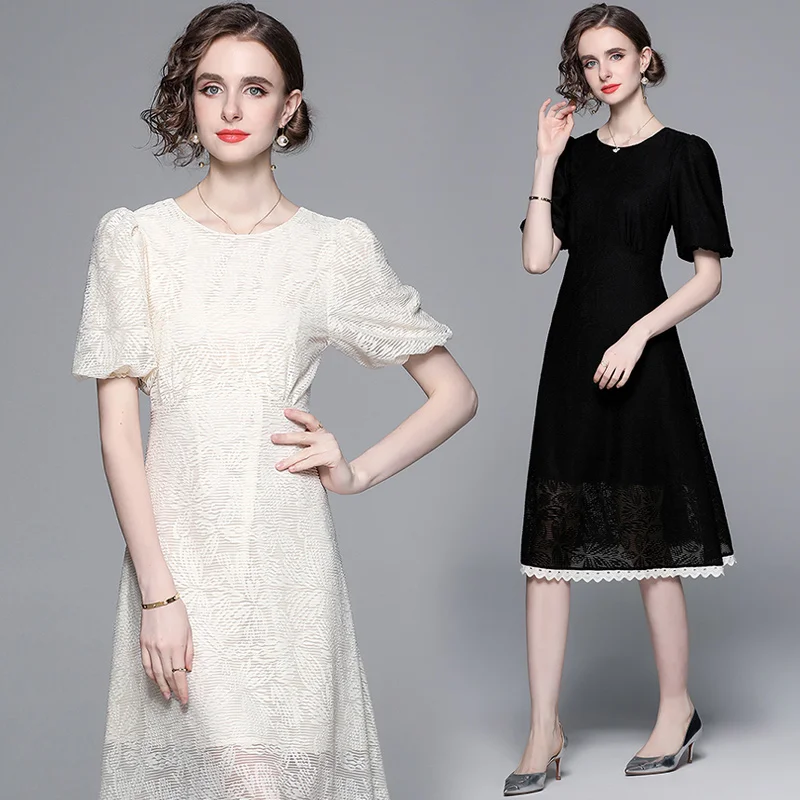 

Make the new aristocratic wind lace hubble-bubble sleeve dress vogue female temperament of cultivate one's morality dress