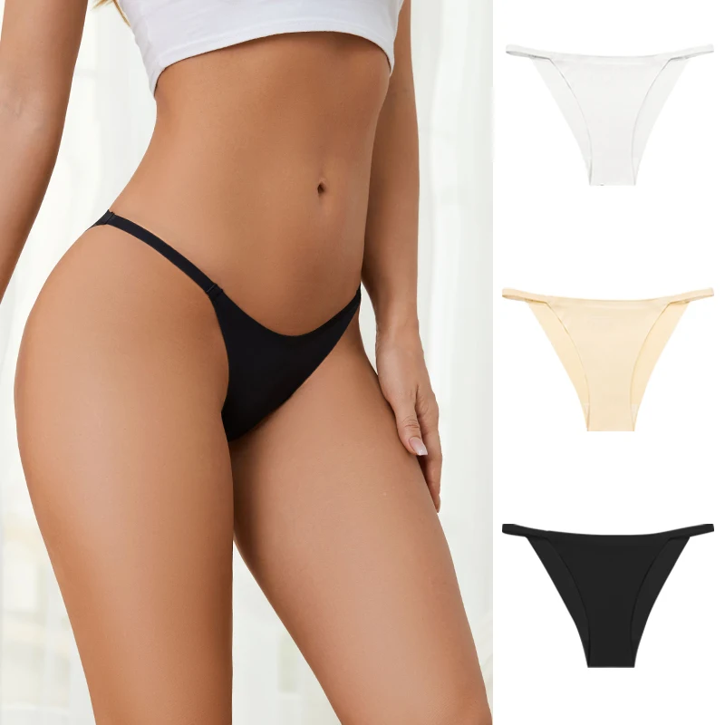 

3PCS Women Sexy Seamless Thong Mluti Colors G-String Panties Hihg Elastic Underwear High Cut No Trace Lingerie Soft Underpants