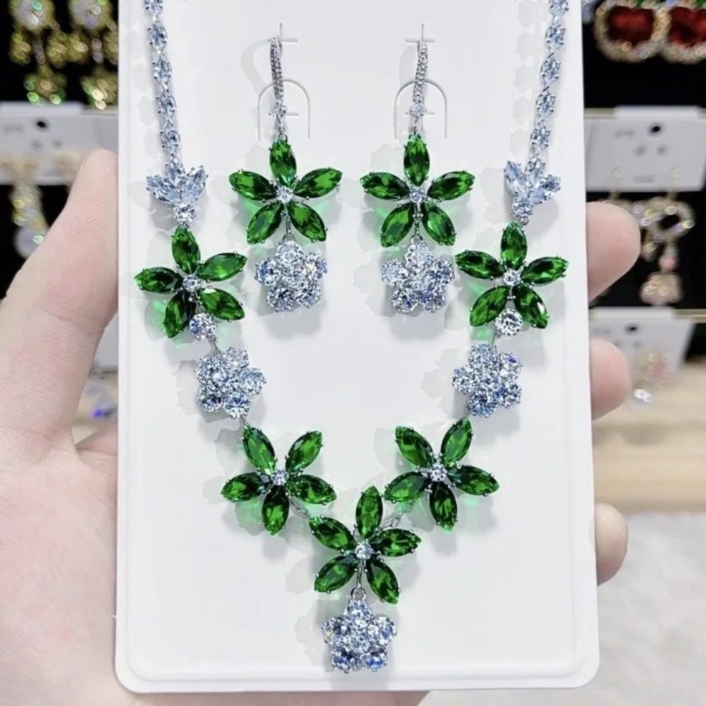 2pcs Green Flower Necklace Earrings Pendant Zirconia Women Crystal Bridal Wedding Fashion Jewelry Set Party Gifts 5 Mallzona S95eb855793094fa4806e02eab54728d5b 2pcs Green Flower Necklace Earrings Pendant Zirconia Women Crystal Bridal Wedding Fashion Jewelry Set Party Gifts Mallzona