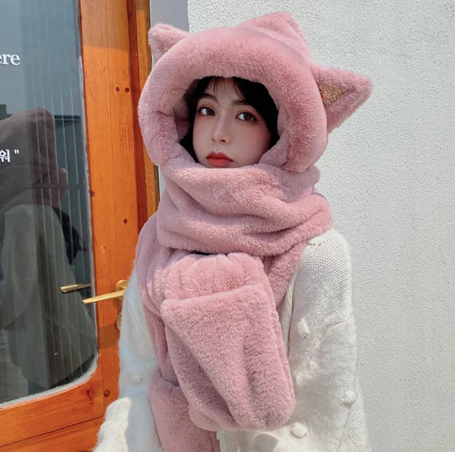 Cat Hat Imitation Fur Winter Women's Fashion Foreign Trade Cross-border Warm Autumn Plush Hat Scarf Glove Integration Pink
Cat Hat Imitation Fur Winter Women's Fashion Foreign Trade Cross-border Warm Autumn Plush Hat Scarf Glove Integration Pink