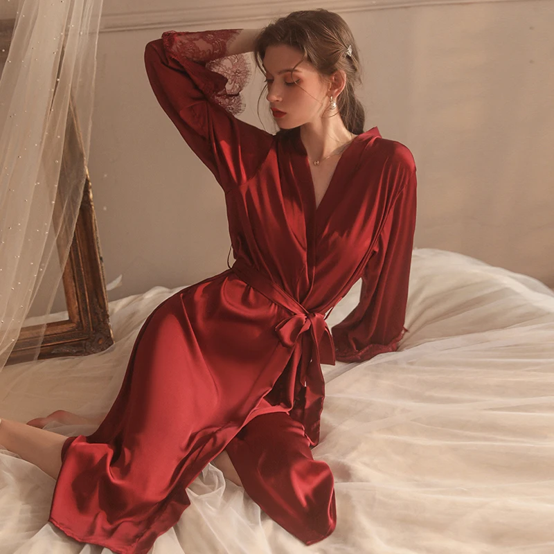Women Sleepwear Lace Robes Satin Bathrobe Sexy Lingerie Sleeping Dress Soft Home Wear Nightgown Bathrobe Sleep Tops Summer 2022
Women Sleepwear Lace Robes Satin Bathrobe Sexy Lingerie Sleeping Dress Soft Home Wear Nightgown Bathrobe Sleep Tops Summer 2022