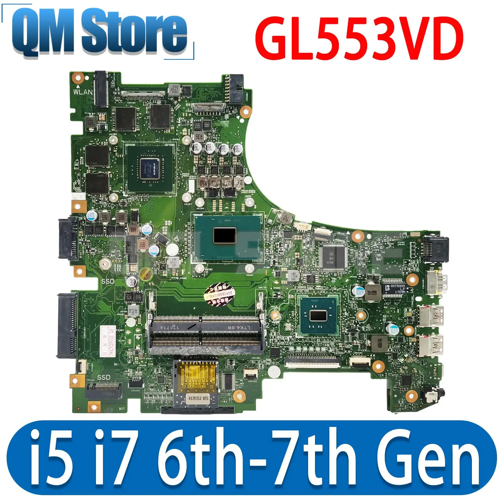 

GL553V Mainboard ZX53V GL553VD GL553VE GL553VW FX553V ZX553V G553V Laptop Motherboard CPU I5 I7 6th/7th Gen GPU GTX1050-V2G/V4G