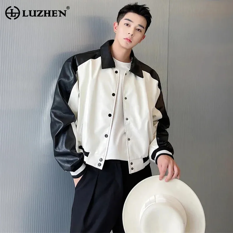 

LUZHEN 2024 Весенняя модная Корейская цветная контрастная дизайнерская повседневная куртка мужская Высококачественная модная свободная Красивая верхняя одежда LZ2744