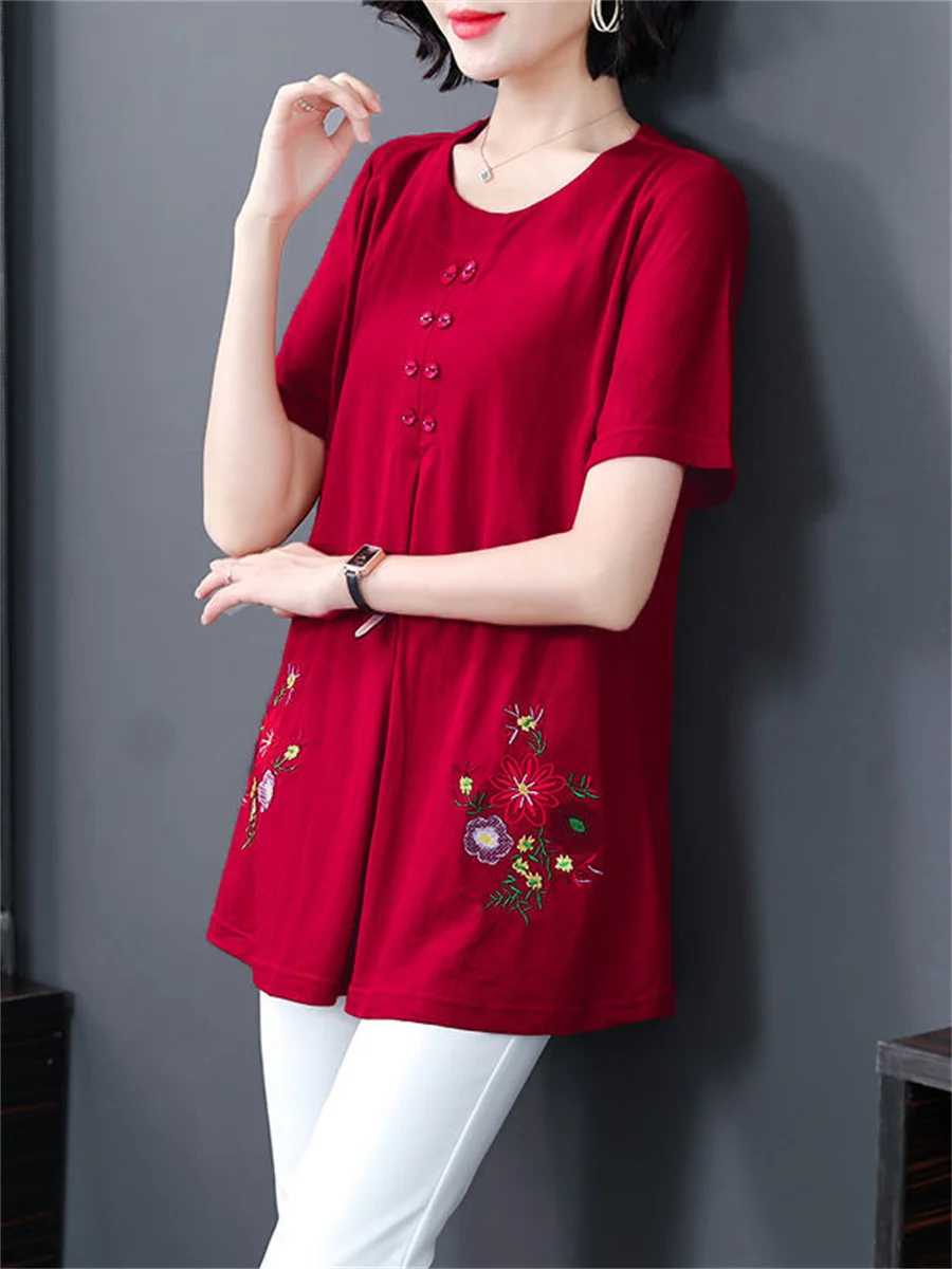 Women Spring Summer Blouses Shirts Lady Fashion Casual Short Sleeve O-Neck Embroidery Button Blusas Tops 5XL
Women Spring Summer Blouses Shirts Lady Fashion Casual Short Sleeve O-Neck Embroidery Button Blusas Tops 5XL