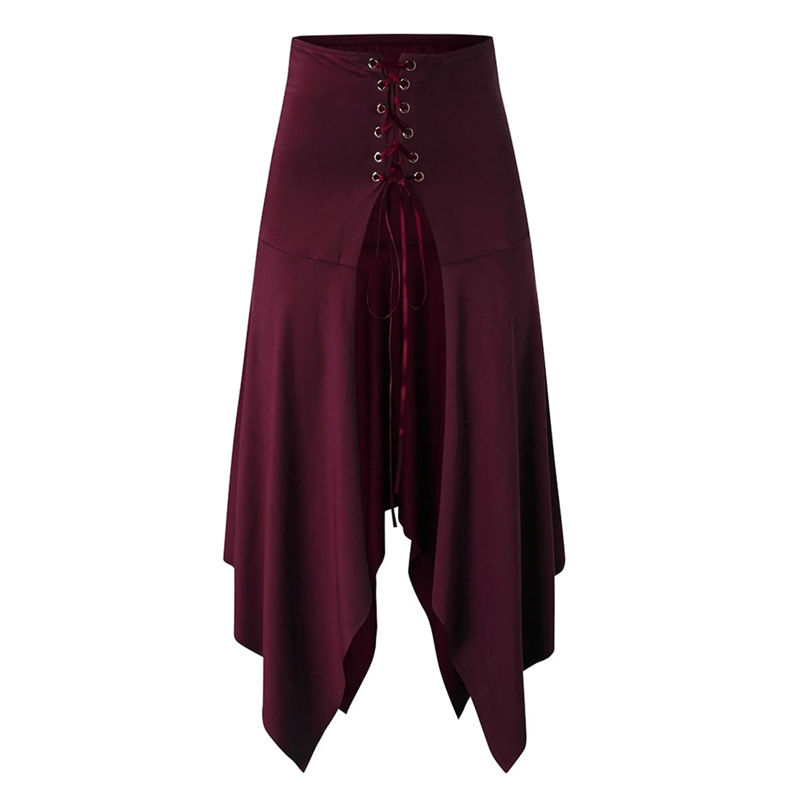 

Women Fashion Solid Gothic Punk Asymmetric Lace Up Slit Front Skirt A Line Skirt Bed Skirt For Adjustable Bed Frame