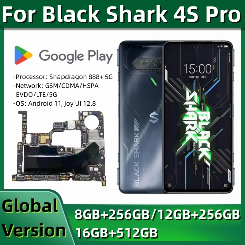 

Motherboard PCB Module for Xiaomi Black Shark 4S Pro, Original Mainboard, Unlocked Logic Board, 256GB, 512GB, Global ROM