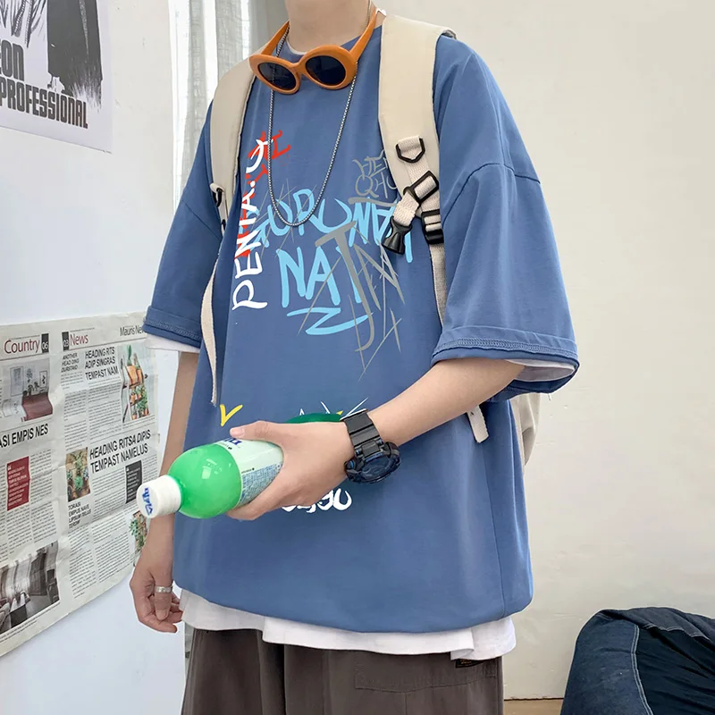 Summer Men High Quality Letter Printing T-Shirt Loose Casual Tops Short Sleeve Classic O-Neck Tees Comfortable Couple T-Shirt
Summer Men High Quality Letter Printing T-Shirt Loose Casual Tops Short Sleeve Classic O-Neck Tees Comfortable Couple T-Shirt