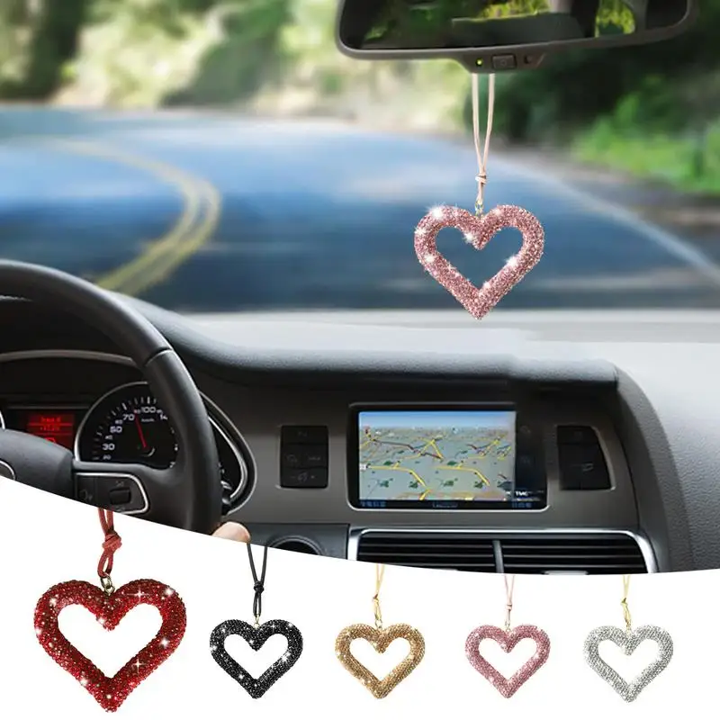 

Car Heart Shaped Ornament Alloy Multipurpose Auto Shiny Rearview Mirror Pendant Reliable Hangable Decoration For Car Accessories