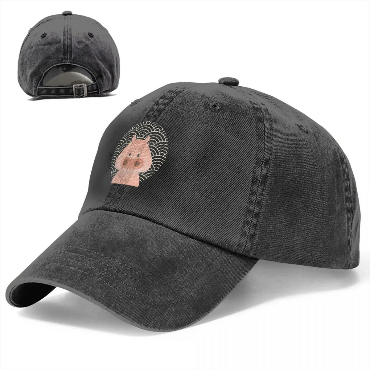 

Pig Zodiac Baseball Cap The 12 Chinese Zodiac Animals Running Hippie Sun-Proof Washed Trucker Hat Vintage Design Snapback Cap