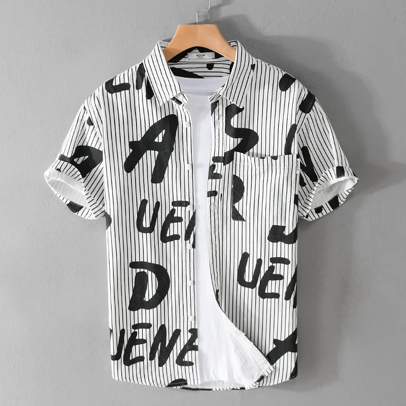 Summer Hip Hop Men Letter Printed Short Sleeve Shirt Trendy Handsome Comfortableversatile Male Blouses Shirt Streetwear Clothes
Summer Hip Hop Men Letter Printed Short Sleeve Shirt Trendy Handsome Comfortableversatile Male Blouses Shirt Streetwear Clothes