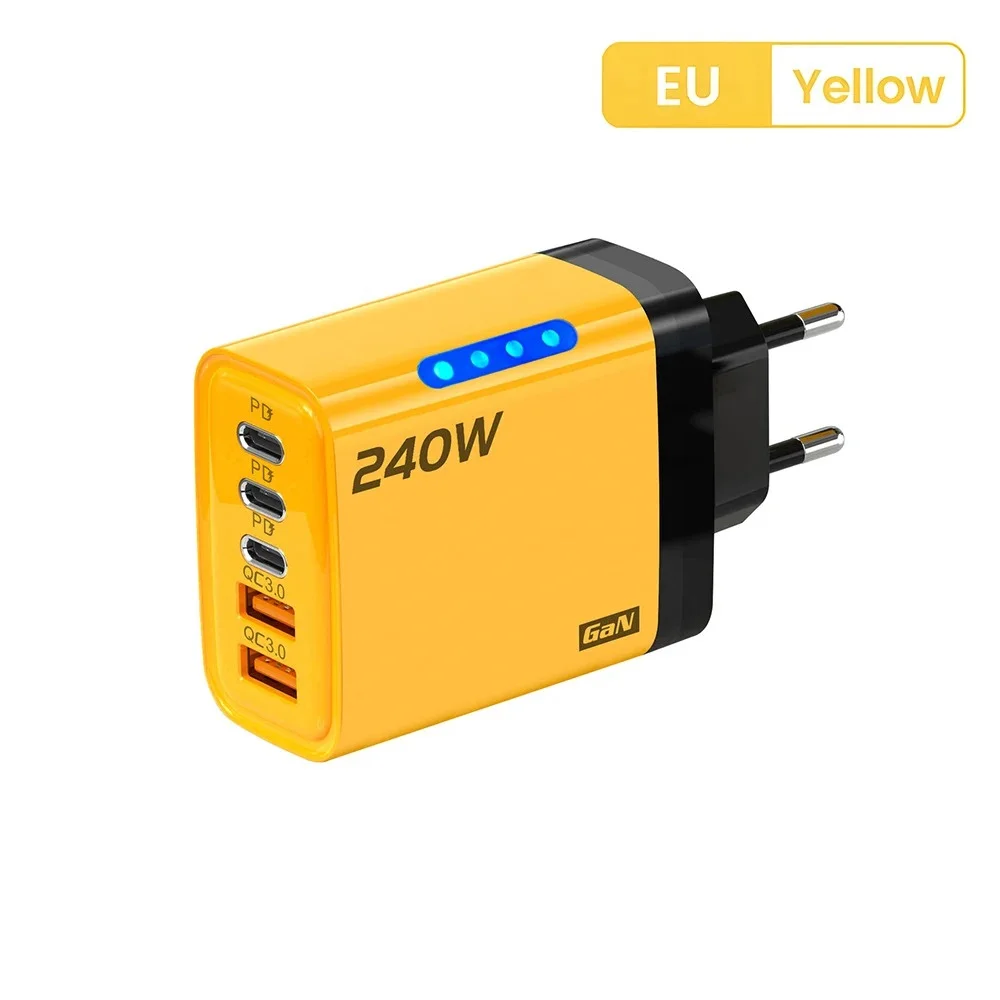 Cargador de escritorio 5 en 1 GaN USB C, adaptador de teléfono de carga rápida de 240W, Cable tipo C de 10A para iPhone, Samsung, Xiaomi, cargador de enchufe UE/EE. UU./Reino Unido Cargador de escritorio 5 en 1 GaN USB C, adaptador de teléfono de carga rápida de 240W, Cable tipo C de 10A para iPhone, Samsung, Xiaomi, cargador de enchufe UE/EE. UU./Reino Unido