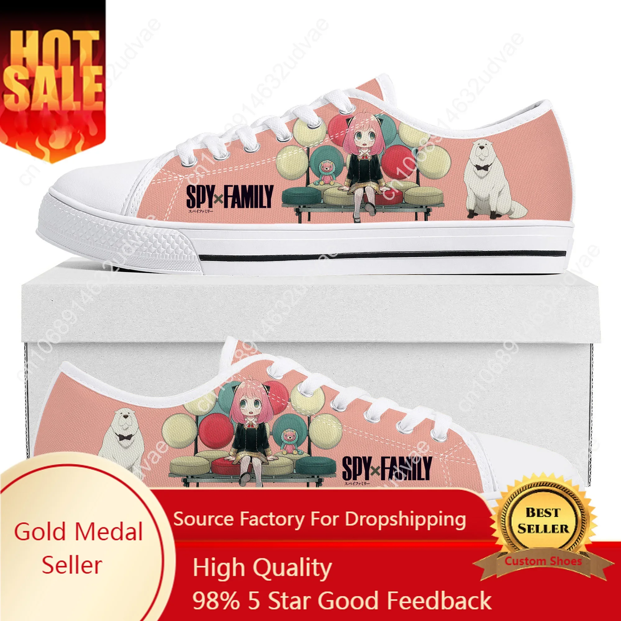 

Spy X Family Anya Forger Anime Low Top Sneakers High Quality Mens Womens Teenager Canvas Sneaker Couple Casual Shoes Custom Shoe