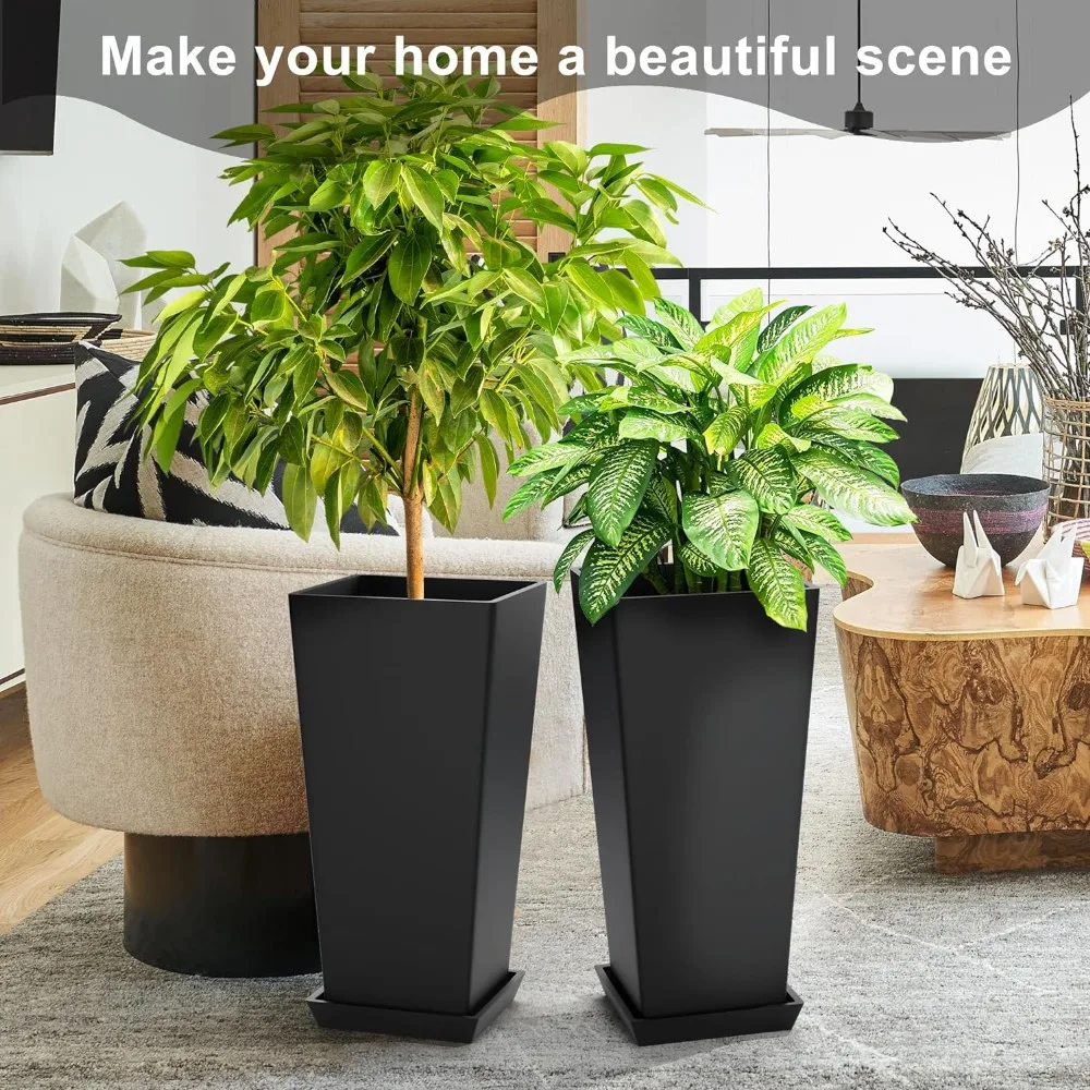 

Flower Pots Indoor Taper Garden V-Shape Tall Planters 24 inches- Black（2 Packs）freight free