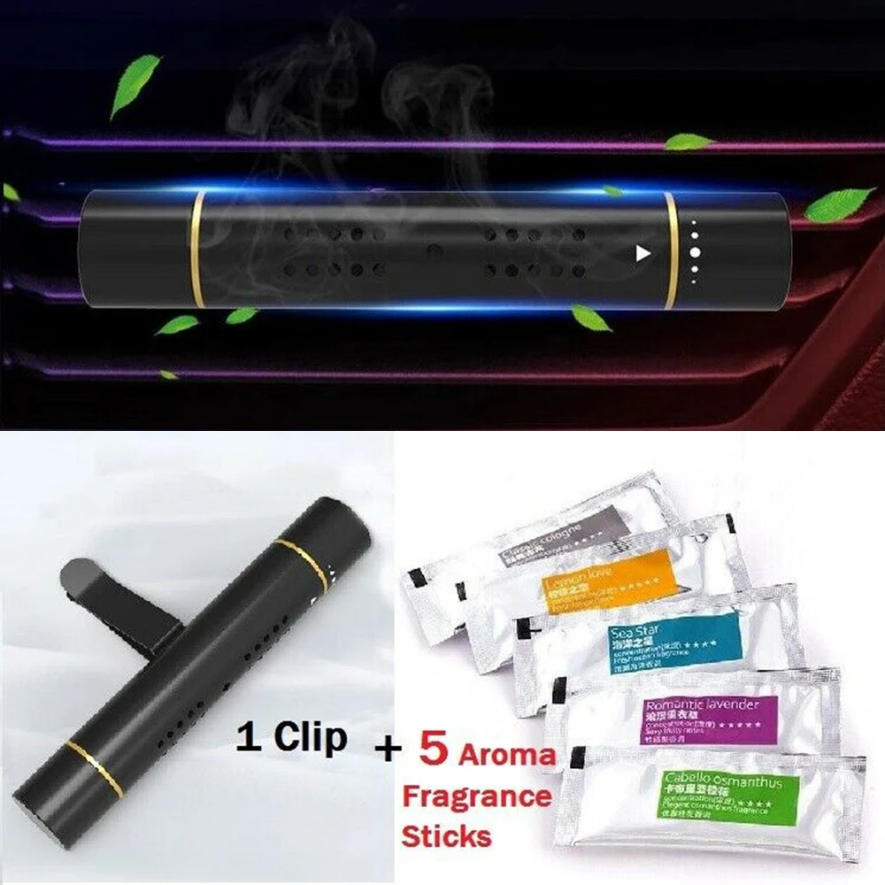 Car Interior Air Freshener Air Vent Clip Freshener Perfume Diffuser + 5 Aroma Fragrance Sticks 차량용 방향제
Car Interior Air Freshener Air Vent Clip Freshener Perfume Diffuser + 5 Aroma Fragrance Sticks 차량용 방향제
