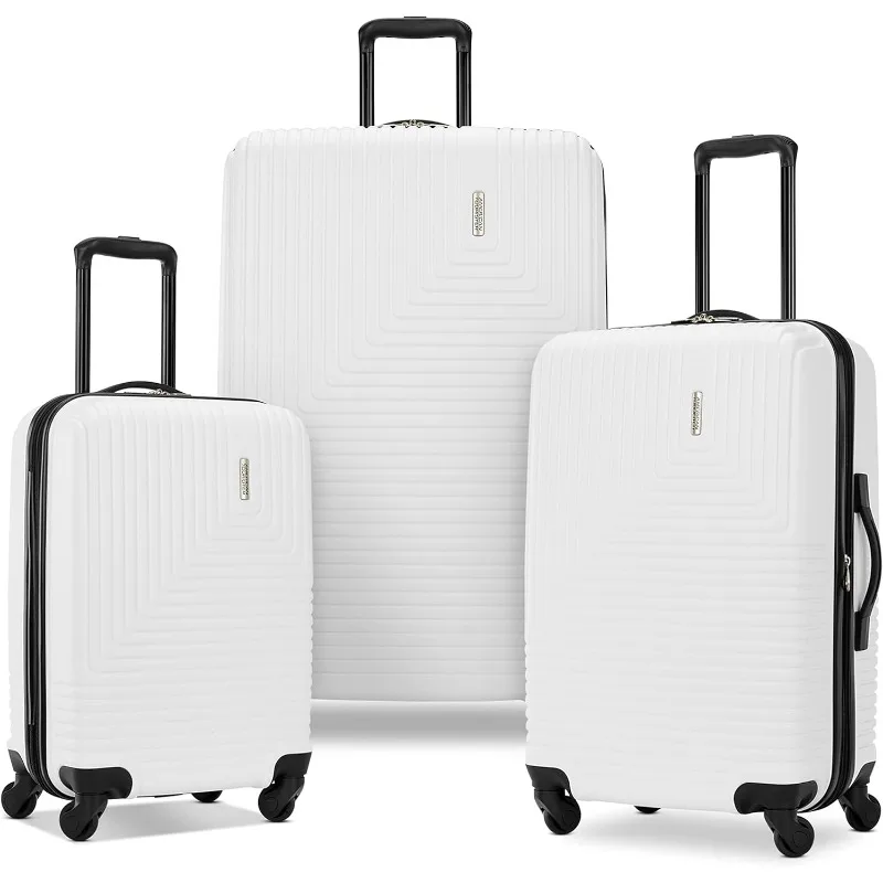 

American Tourister Groove Hardside Luggage with Spinner Wheels, White, 3-Piece Set (Carry on, Medium, Large)