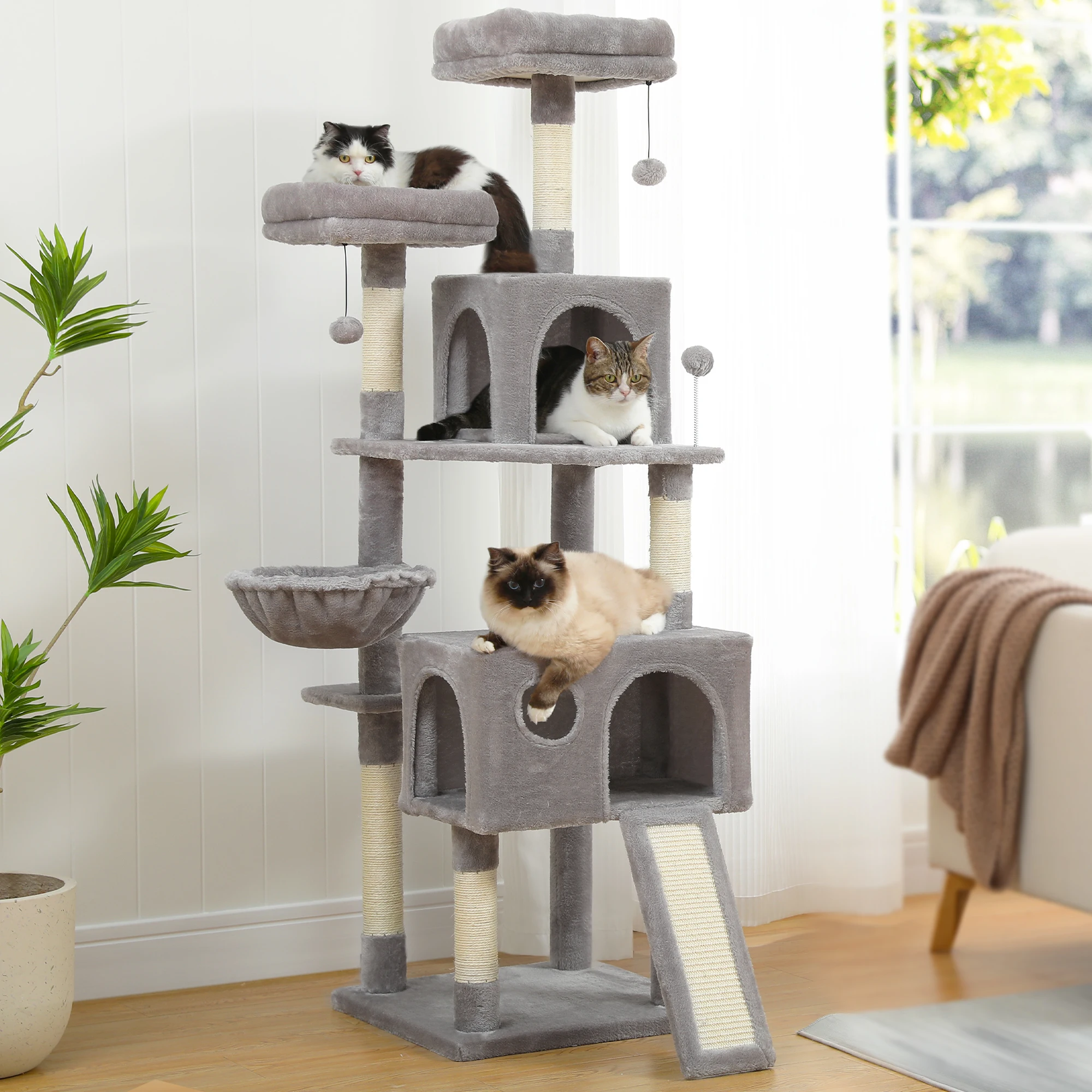 63.8 inch Cat Tower for Indoor Cats Modern Cute Cat 7 Pet Supplies