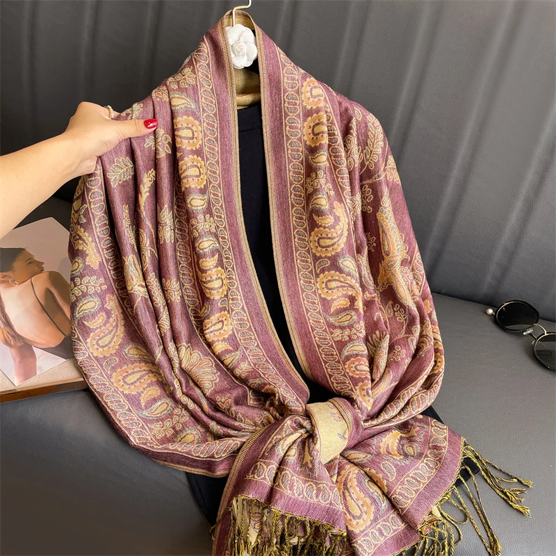 Luxury Pashmina Silk Scarf Shawl Wrap Paisley Jacquard Flowers Borders Layers Reversible Classic Tassels For Women 70X190cm 53 Mallzona S9604bbcacf474b42a4790689c46ee275L Luxury Pashmina Silk Scarf Shawl Wrap Paisley Jacquard Flowers Borders Layers Reversible Classic Tassels For Women 70X190cm Mallzona