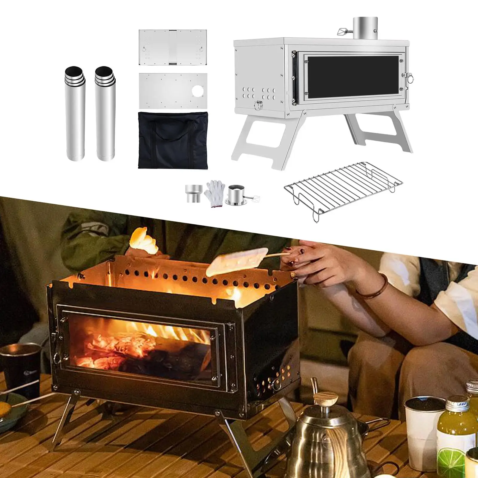 Tent Wood Burning Stove with Storage Bag Foldable Camping Stove with Chimney Pipes for Outdoor Picnic Backpacking Patio Fishing
Tent Wood Burning Stove with Storage Bag Foldable Camping Stove with Chimney Pipes for Outdoor Picnic Backpacking Patio Fishing
