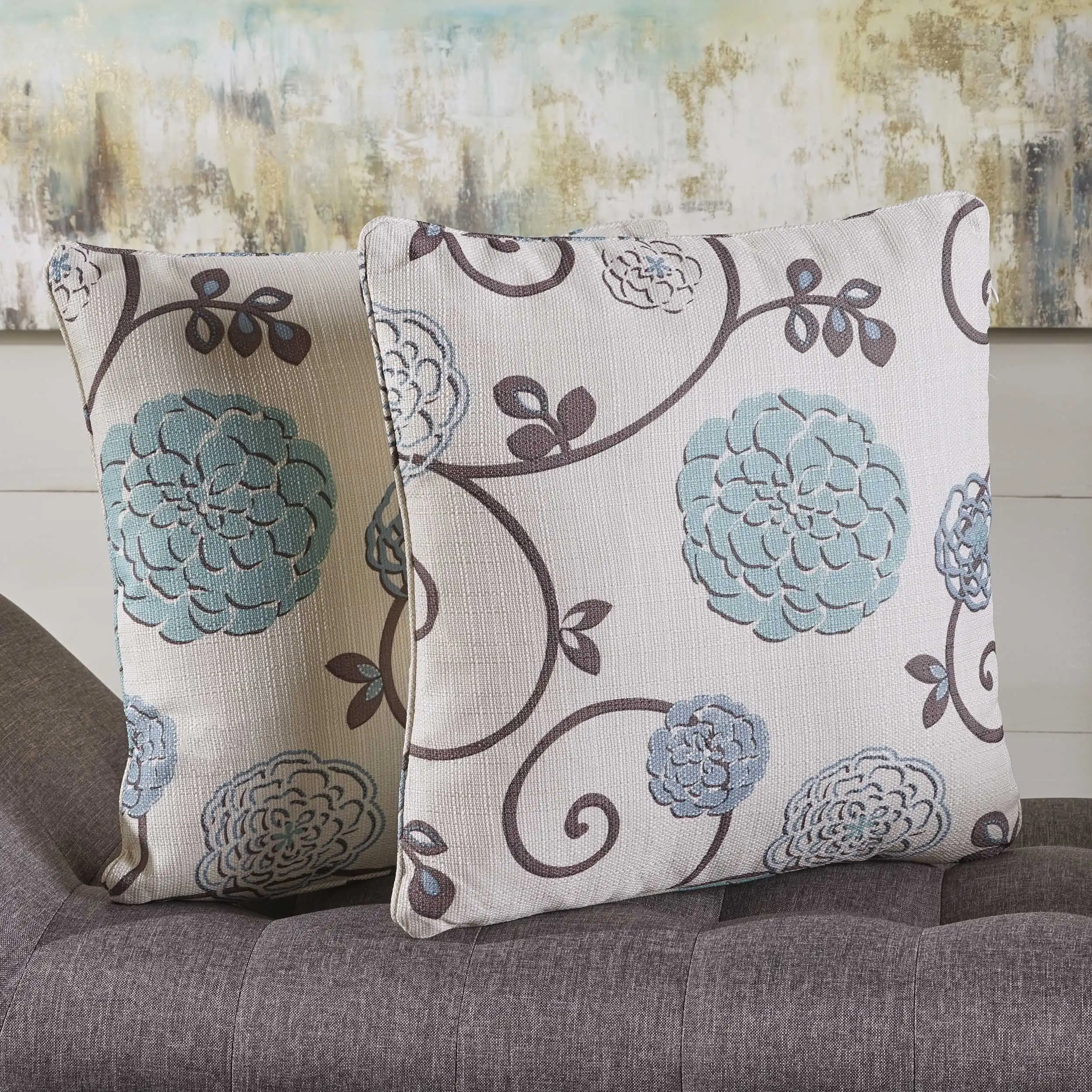 Noble House Isla Durable Low-profil Luxurious Colorfast Easy To Clean Modern Fabric Throw Pillows Set of 2 White and Blue
Noble House Isla Durable Low-profil Luxurious Colorfast Easy To Clean Modern Fabric Throw Pillows Set of 2 White and Blue