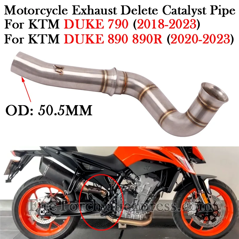 

Motorcycle Exhaust Escape Moto GP Delete Catalyst Middle Link Pipe Connection 51mm Muffler For KTM DUKE 790 890 890R 2018 - 2023
