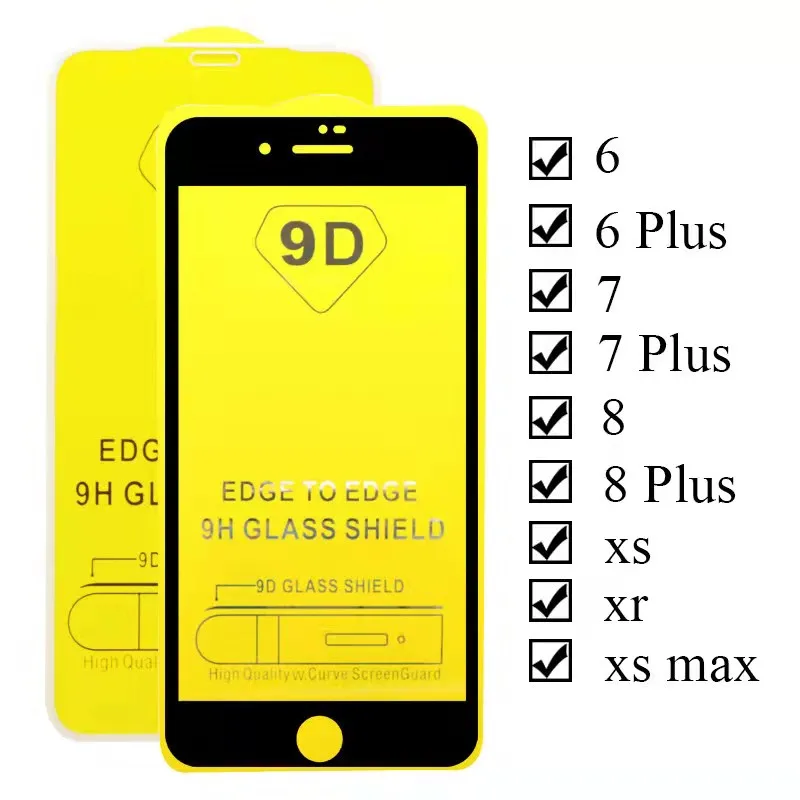 

100 Stks/Partij 9D Full Screen Protector, beschermende Glas For A Iphone 11 12 Pro Max Xs Max Xr, Gehard Film For A Iphone 8 7 6