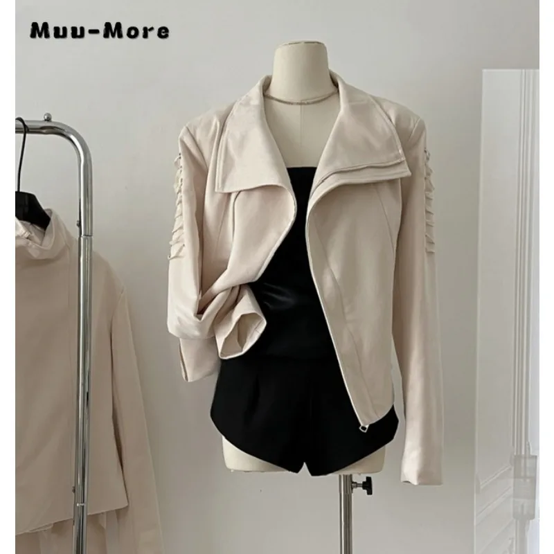 2023 Autumn Winter Casual Vintage Style Single Breasted Solid Color Jacket For Women Moto Bike Outerwear Fashion Retro Coat
2023 Autumn Winter Casual Vintage Style Single Breasted Solid Color Jacket For Women Moto Bike Outerwear Fashion Retro Coat
