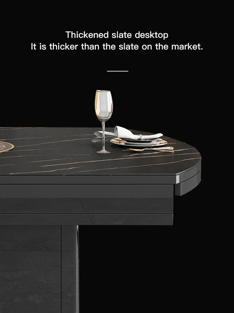 Practical Black And White Rock Plate Long Dinner Table For Small Living Room Home Furniture Set 6 Chairs Loft Inside Practical Black And White Rock Plate Long Dinner Table For Small Living Room Home Furniture Set 6 Chairs Loft Inside