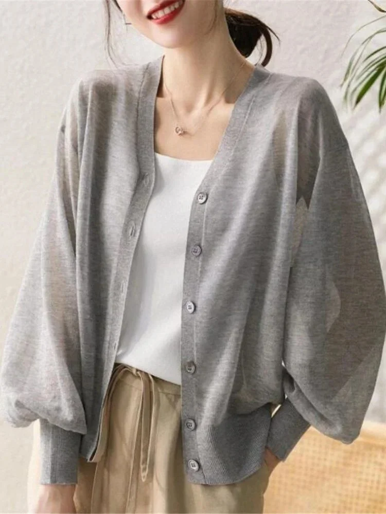 Cardigan Women Thin Sun-proof Summer Knitted Simple Casual Solid Temperament Single Breasted Sheer Vacation Mujer Clothes Ropa
Cardigan Women Thin Sun-proof Summer Knitted Simple Casual Solid Temperament Single Breasted Sheer Vacation Mujer Clothes Ropa