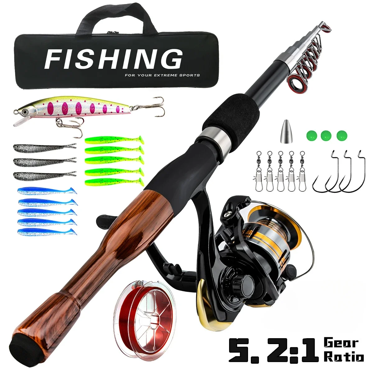 

Rod Fishing Tackle Set Reel Ultra Short Section Telescopic Sub pole Full Set Portable Mini Long-range Sea Pole Throwing pescar