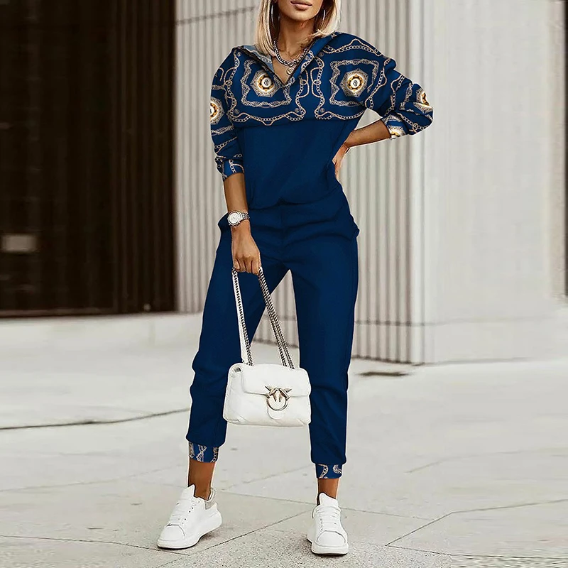 Women Chain Print Sport Outfits Spring Autumn Fashion Long Sleeve Top + Pencil Pants Set Ladies Casual Two Piece Set Tracksuit
Women Chain Print Sport Outfits Spring Autumn Fashion Long Sleeve Top + Pencil Pants Set Ladies Casual Two Piece Set Tracksuit