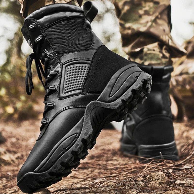 New Military Boots Men's Retro Black Large Size Lace Up High-top Combat Boots Outdoor Hiking Shoes Coturno Militar Masculino
New Military Boots Men's Retro Black Large Size Lace Up High-top Combat Boots Outdoor Hiking Shoes Coturno Militar Masculino