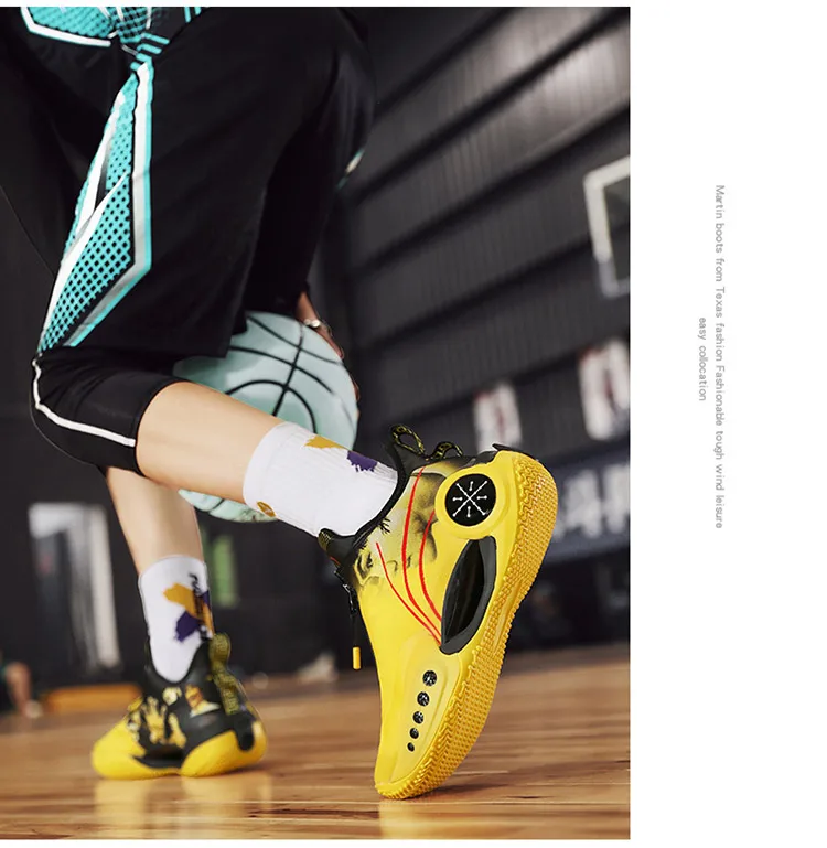 Novas botas de basquete masculino esportes ao ar livre amortecimento anti-deslizamento tênis de basquete respirável Novas botas de basquete masculino esportes ao ar livre amortecimento anti-deslizamento tênis de basquete respirável