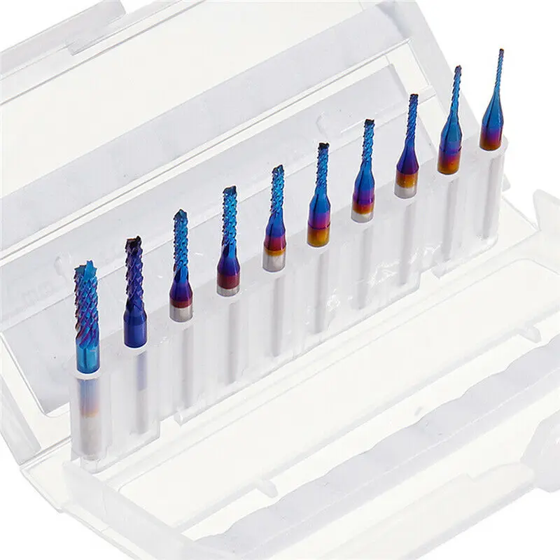 10Pcs 18'' Shank Nano Blue Coat End Mills CNC Router Bits Set 0 8mm Exceptional Performance in Precision Cutting
10Pcs 18'' Shank Nano Blue Coat End Mills CNC Router Bits Set 0 8mm Exceptional Performance in Precision Cutting