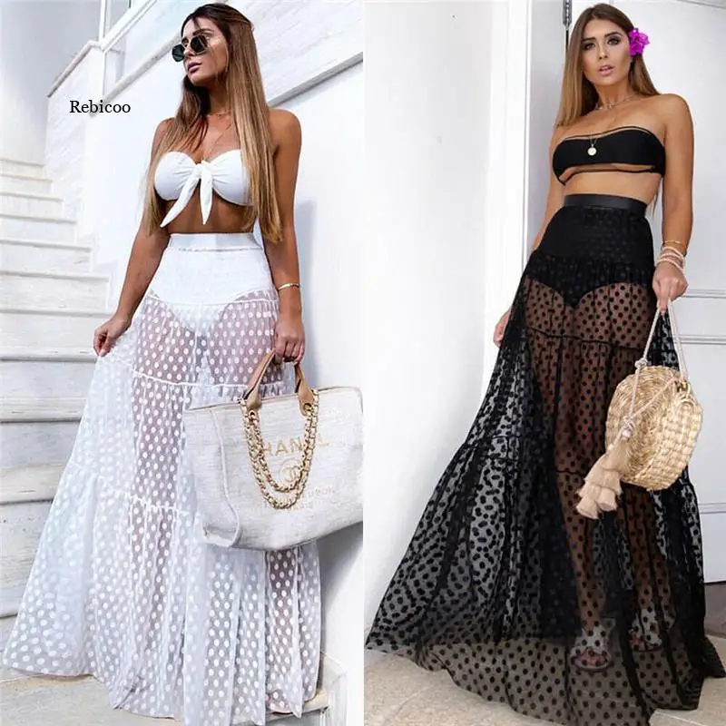 Summer Swimwear Women Maxi Skirt See Through Polka Dot Pleated Retro Swimsuit Bikini Cover Up Elastic Waist Bathing Skirts
Summer Swimwear Women Maxi Skirt See Through Polka Dot Pleated Retro Swimsuit Bikini Cover Up Elastic Waist Bathing Skirts