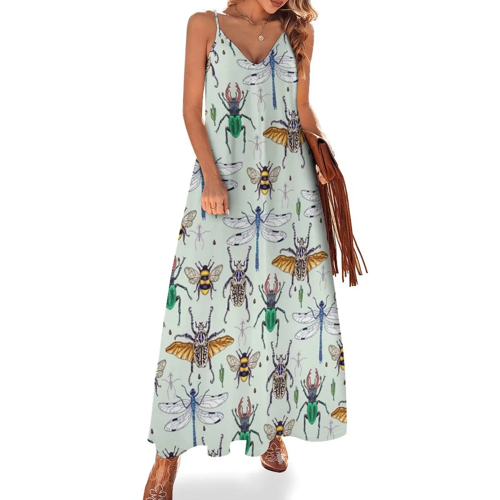 

lucky insects pattern Sleeveless Dress dresses with long sleeves Clothing female