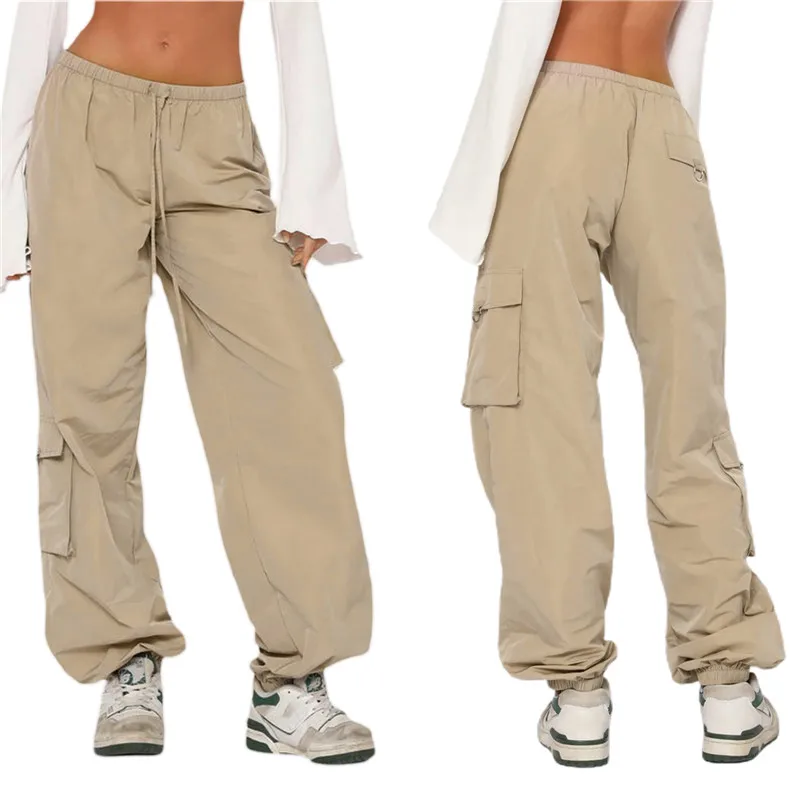 Women Solid Trousers Adjustable Drawstring Elastic Waist Wide-Leg Pants Multi-Pocket Jogging Trousers Fall Spring Cargo Pants 
Women Solid Trousers Adjustable Drawstring Elastic Waist Wide-Leg Pants Multi-Pocket Jogging Trousers Fall Spring Cargo Pants