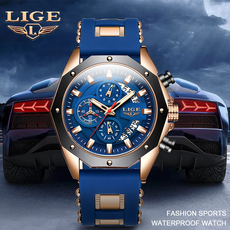 

LIGE Fashion Mens Sports Watches for Men Quartz Wrist Watch Luxury Man Casual Waterproof Chronograph Luminous Clock часы мужские