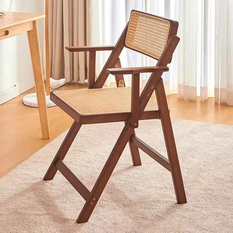 

Vine Woven Folding Chairs Armchair Leisure Backrest Dining Chairs Creative Mobile Seats Modern Furniture Home Living Room Chairs