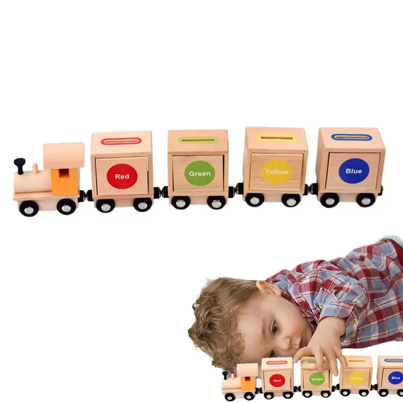 

Magnetic Wooden Train Set Magnetic Wood Train Toy Preschool Toddler Color Shape Sorter Montessori Toy Educational Game For Kids