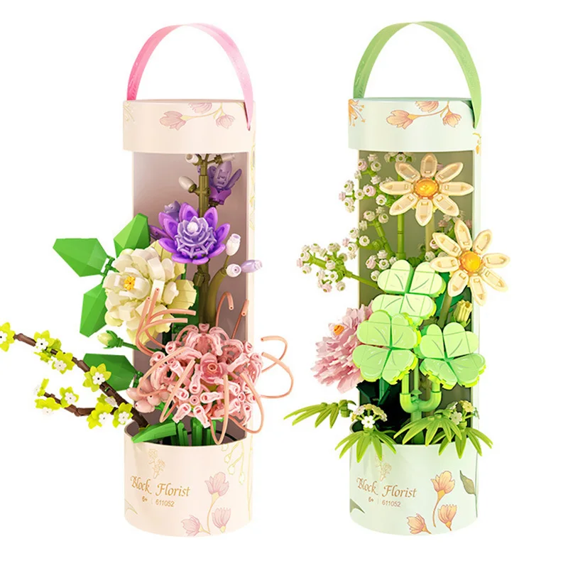 Creative Galsang Flowers Bouquet Tube Model Building Blocks Florist Clover Peony Gardenia Decoration Bricks DIY Toys Girls Gift 
Creative Galsang Flowers Bouquet Tube Model Building Blocks Florist Clover Peony Gardenia Decoration Bricks DIY Toys Girls Gift