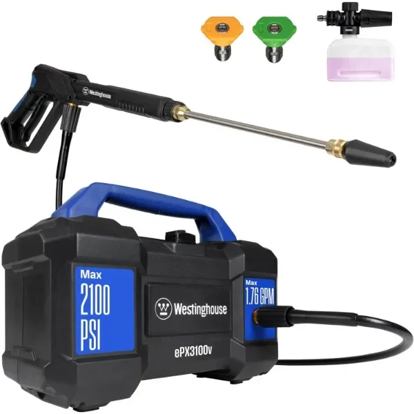 Электрическая Мойка высокого давления Westinghouse ePX3100v, 2100 Max PSI 1,76 Max GPM, Встроенная ручка для переноски, съемная пушка из пенопласта
Электрическая Мойка высокого давления Westinghouse ePX3100v, 2100 Max PSI 1,76 Max GPM, Встроенная ручка для переноски, съемная пушка из пенопласта