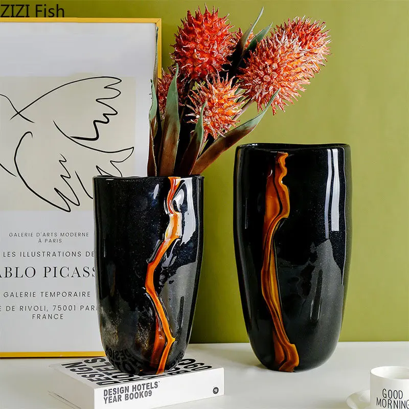 

Minimalism Painted Glass Vase Hydroponics Flowers Pots Desk Decoration Flower Arrangement Crafts Floral Vases Modern Home Decor