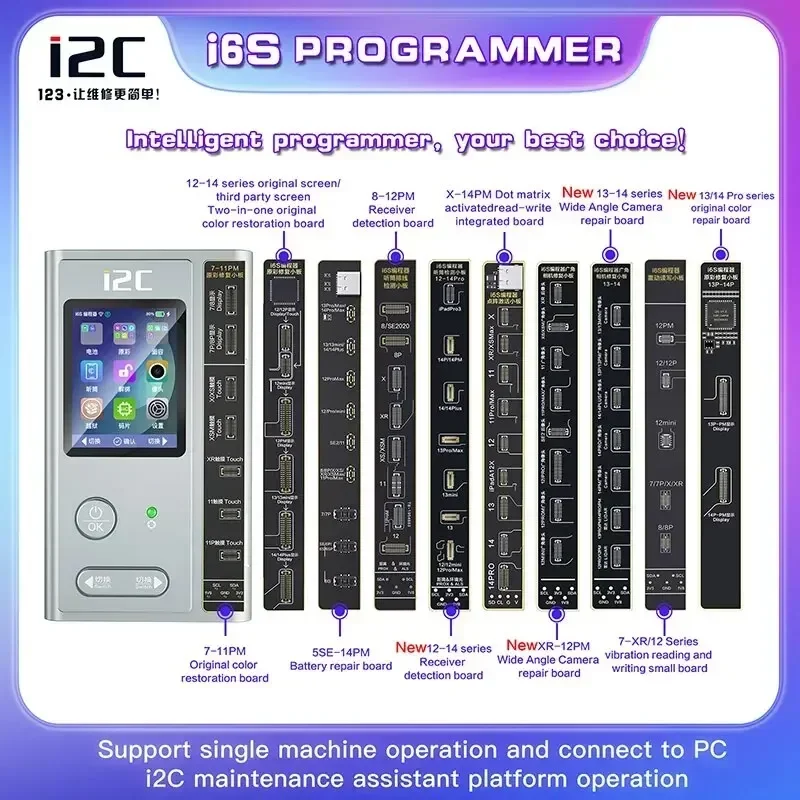 I2C I6S Programmer for IPhone 6-14 PM Battery/Dot Matrix/Original Color/Earpiece/Camera/Face ID Function Recover Repair Tools
I2C I6S Programmer for IPhone 6-14 PM Battery/Dot Matrix/Original Color/Earpiece/Camera/Face ID Function Recover Repair Tools