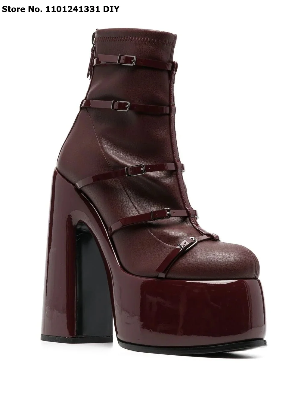 Wine Red Black Leather Thick Platform High Heeled Boots Women Pants Style Buckle Strap Short Boots Slip On Party Shoes
Wine Red Black Leather Thick Platform High Heeled Boots Women Pants Style Buckle Strap Short Boots Slip On Party Shoes